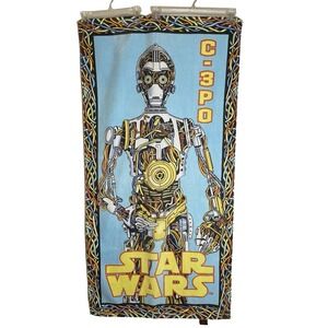 Vintage C-3PO Star Wars Beach Towel  100% Cotton Lucas Film Robot Pre Covered